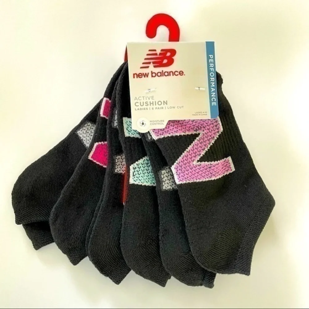 New Balance women’s low cut socks black purple gray green pink 6 pack size 4-10